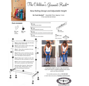 Children's Garment Rack™ - New Rolling Feature (Includes 10 Velvet Hangers)