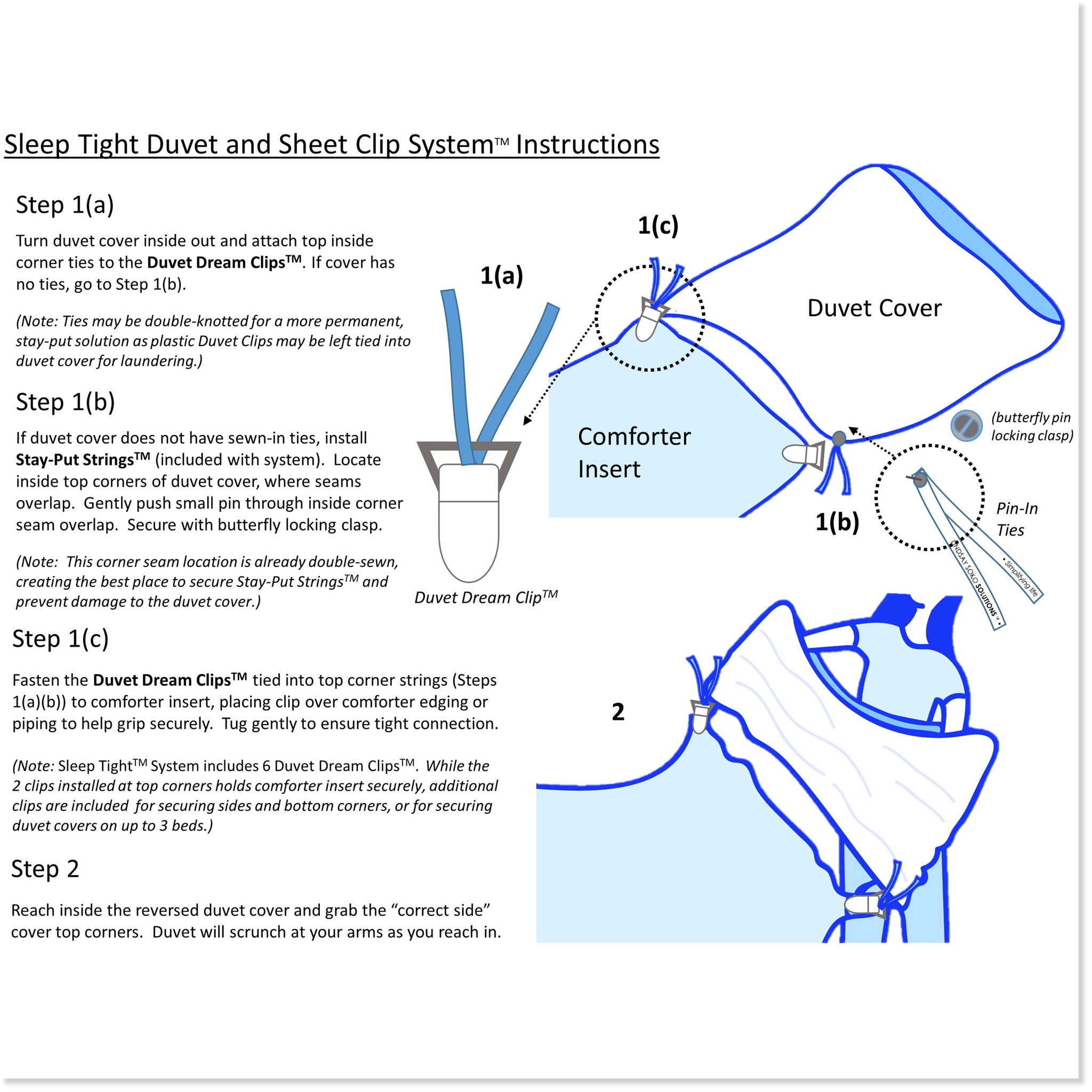 duvet cover corner clip method diagram