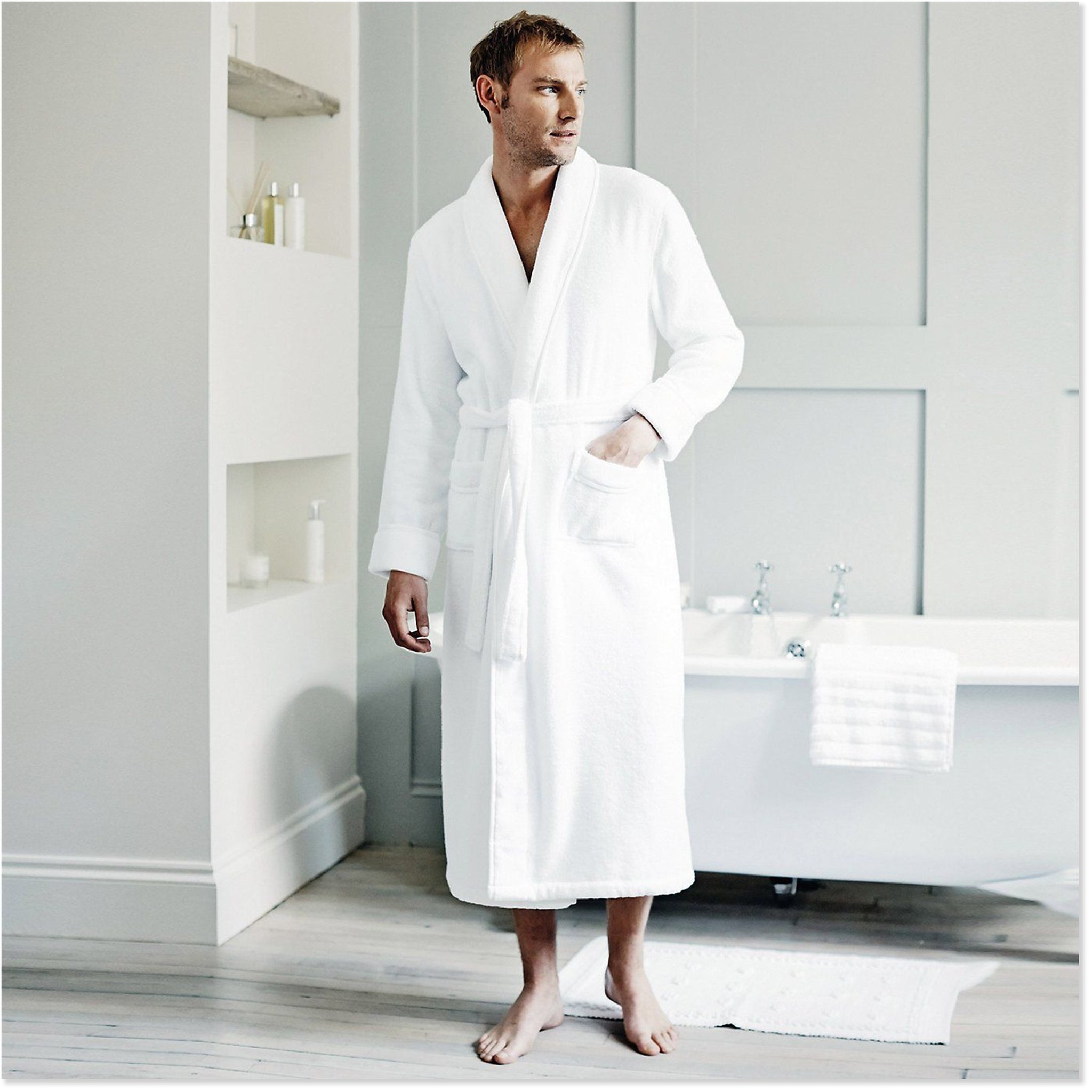 Terry Plush Robe Terry-Plush White Robe for Men - Boottique