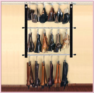 Deluxe 12-Pair Hanging Boot Storage - Double Decker Boot Caddy™ with 12 Boot Hangers™