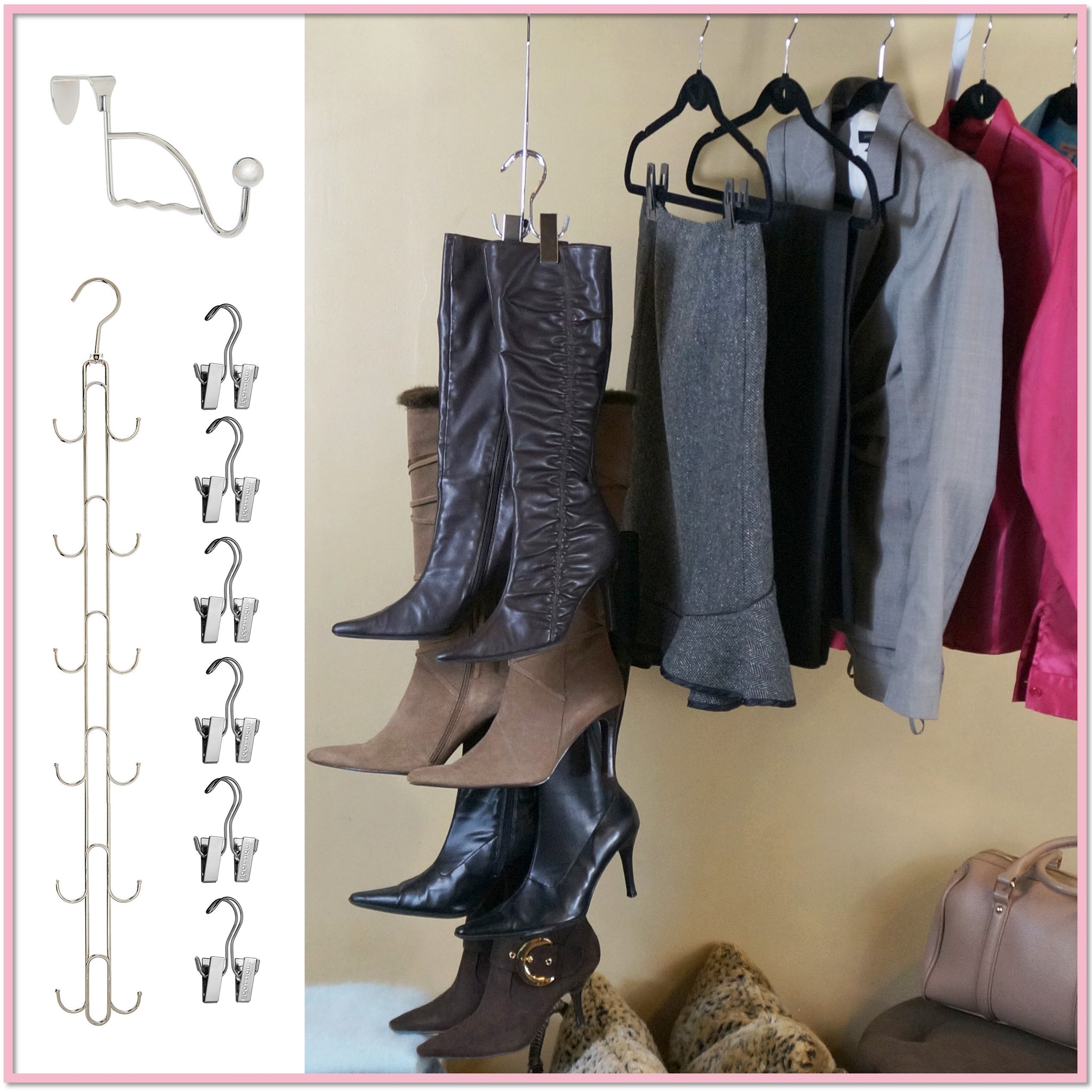  Boottique Boot Clips, Boot Straps, Boot Snugs for Smooth Pants  (Black 5) : Clothing, Shoes & Jewelry