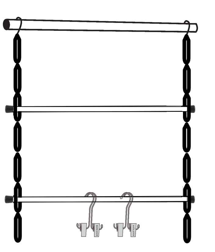 New Improved System- Boot Stax: Vertical Hanging Boot Rack, Boot Storage, Boot Organizer: 1 Vertical Rod That Swivels + 6 Silver Boot Hangers