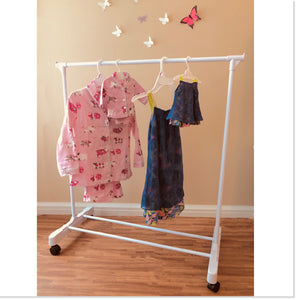 Children's Garment Rack™ - New Rolling Feature (Includes 10 Velvet Hangers) - Boottique